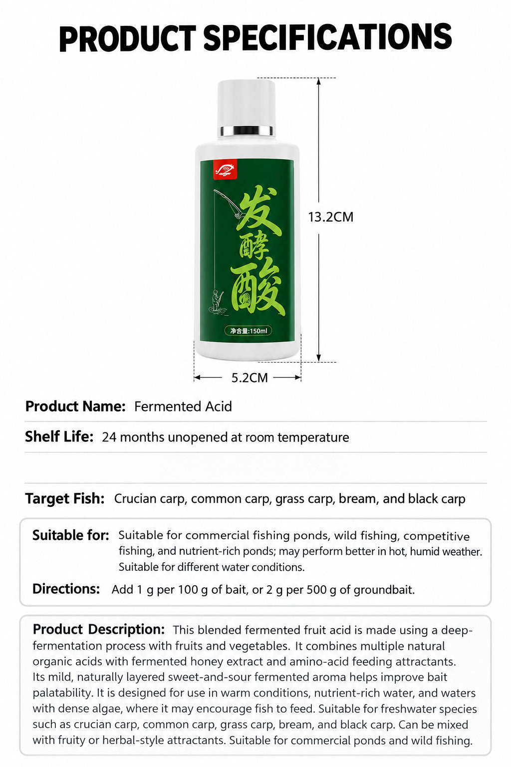 Fermented Acid Fish Attractant – 100 ml | Freshwater Fishing Bait Additive