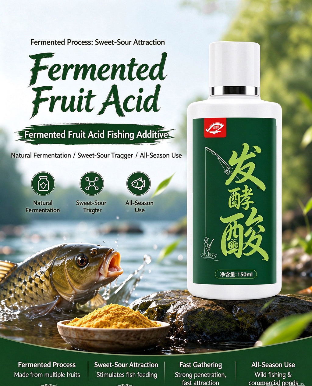 Fermented Acid Fish Attractant – 100 ml | Freshwater Fishing Bait Additive